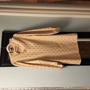 Shein shift dress tan with gold dots